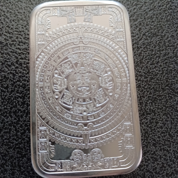 5 oz Cuathtemoc Silver Aztec Calendar bar - Picture 2 of 2